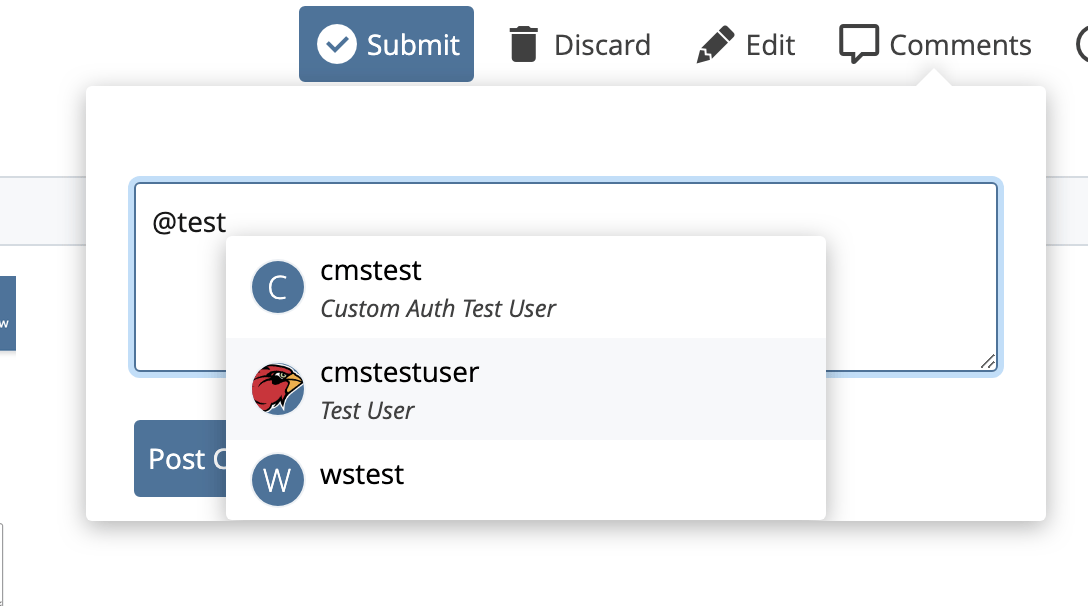 Mention Users in a Comment