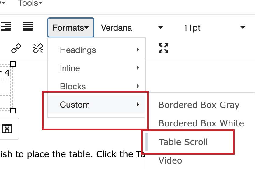 Create Table Scroll Style