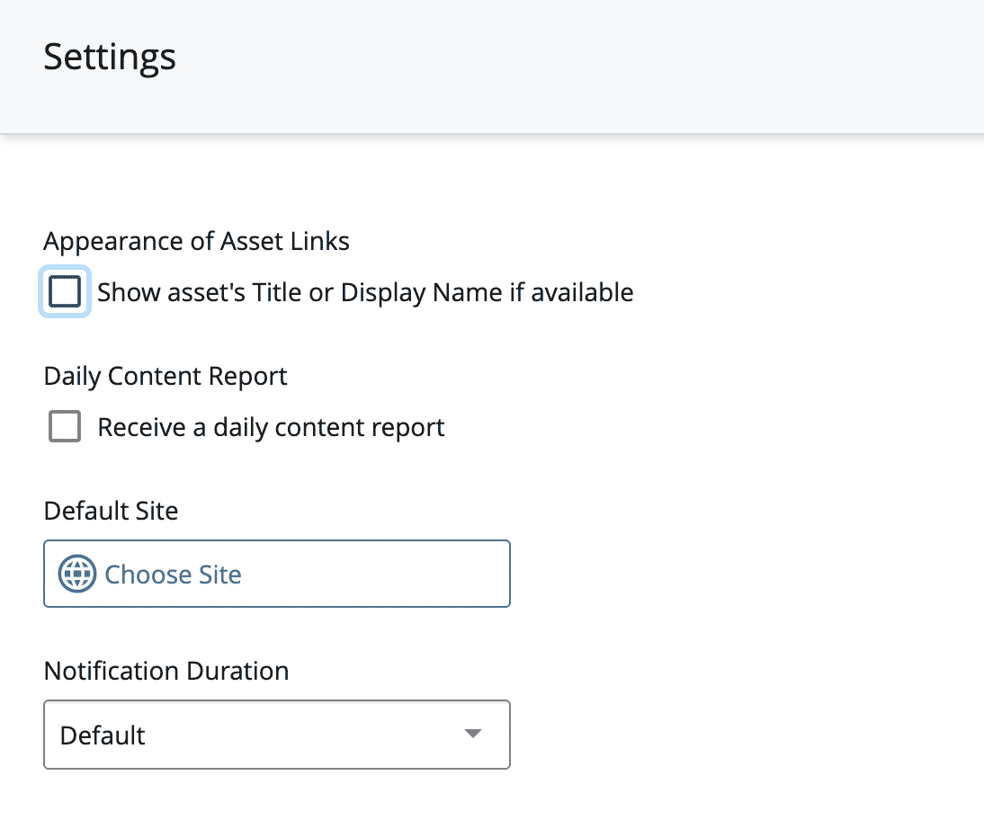 User Account Settings